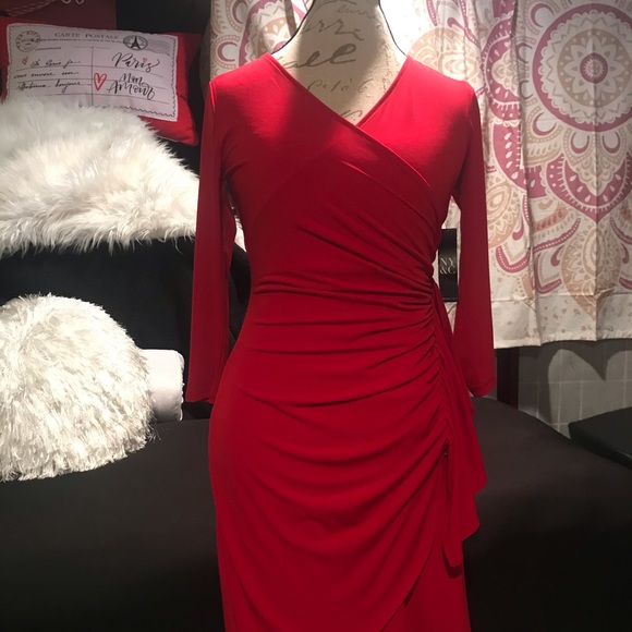 NY&CO red wrap dress, 3qrter sleeves. Brand new! - Picture 3 of 3